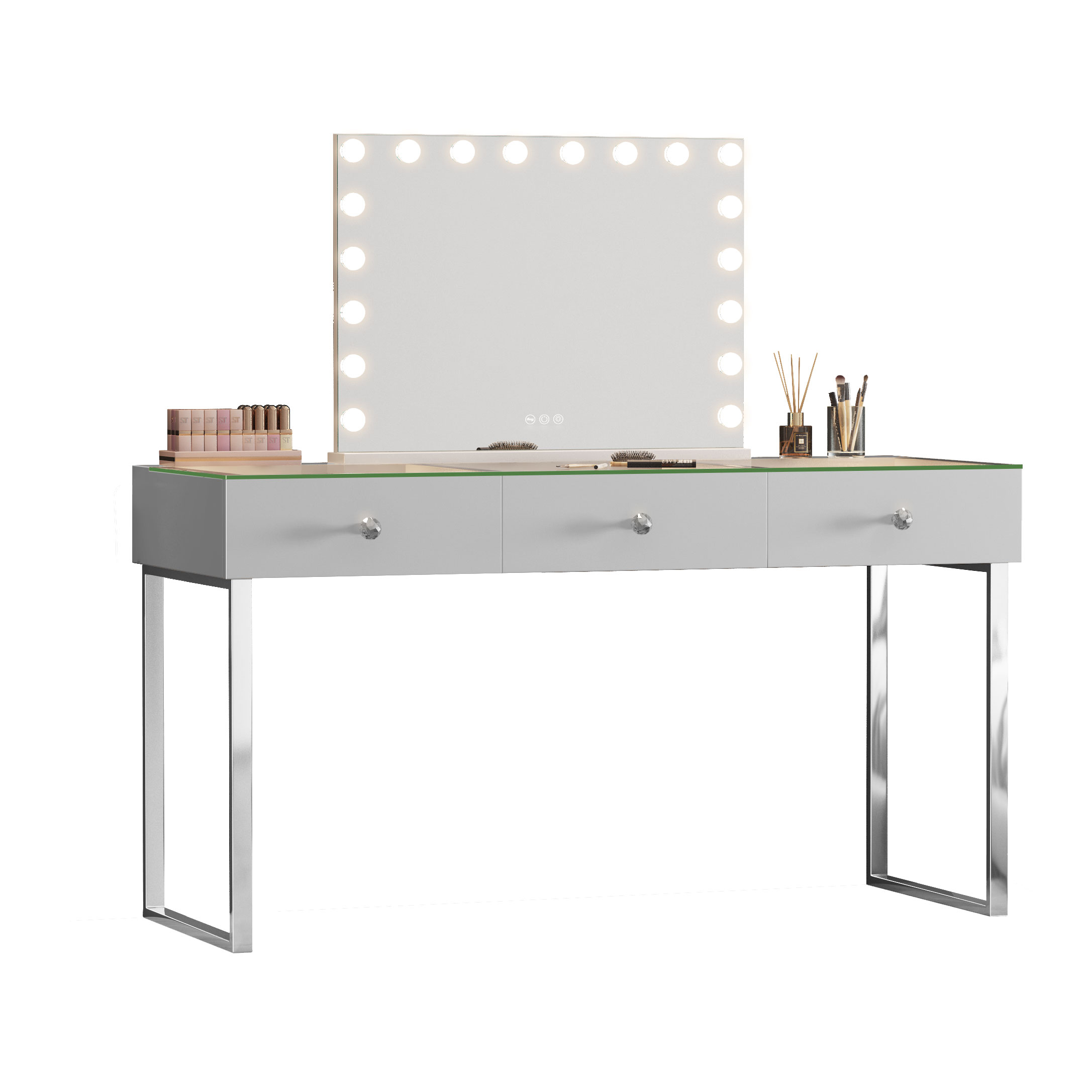 Makeup vanity desk with 3 storage drawers